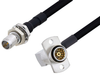Slide-On BMA Plug Bulkhead to Slide-On BMA Jack Right Angle 2 Hole Flange Cable 6 Inch Length Using PE-SR402FLJ Coax - PE3C4905-6 - Pasternack