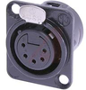 Receptacle DL1 series 5 pin female - solder cups - black/gold - 70088436 - Allied Electronics, Inc.
