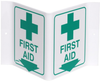 Brady Acrylic V Shape White First Aid Sign - 9 in Width x 6 in Height - TEXT: FIRST AID - 49373 - 754476-49373 - R. S. Hughes Company, Inc.