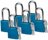 Brady Blue Aluminum 6-pin Keyed & Safety Padlock 51371 - 1 1/2 in Width - 1 3/5 in Height - 1/4 in Shackle Diameter - 2 Key(s) Included - 754476-51371 -- 754476-51371 - Image