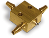 PurgeX Spray Nozzle, Brass, Barbed Fittings for 1/8” ID Tubing, (1) Liquid Inlet, (2) Air Connections -- B2720-1 - Image