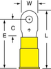 3M Scotchlok Yellow Butted Nylon Butted Ring Terminal MNG10-4R/SK - 1.03 in Length - 0.38 in Wide - 0.135 in Inside Diameter - #4 Stud - 054007-01932 - R. S. Hughes Company, Inc.