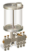 (Formerly B3153-14X-5F), Multiple Feed Manual Lubricator, 1 qt Pyrex Reservoir, 5 Feeds - B3153-032P05B111GW - Oil-Rite Corp.