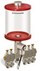 Red Color Key, Clear View Multiple Feed Electro Lubricator, 1 qt Acrylic Reservoir, 5 Feeds, 1/8