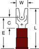 3M Scotchlok Red Locking Butted Nylon Butted Fork & Spade Terminal MNG18-4FLK - 0.87 in Length - 0.25 in Fork Width - #4 Stud - 054007-01355 - R. S. Hughes Company, Inc.