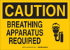 Brady B-120 Fiberglass Reinforced Polyester Rectangle Yellow Breathing Apparatus Sign - 10 in Width x 7 in Height - TEXT: CAUTION BREATHING APPARATUS REQUIRED - 131949 - 754473-82894 - R. S. Hughes Company, Inc.