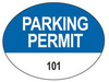 Brady Black / Blue on White Oval Vinyl Parking Permit Label - 2 in Width - 1 1/2 in Height - Printed Text = PARKING PERMIT - Print Number(s) = 101 to 200 - 96238 - 754476-96238 - R. S. Hughes Company, Inc.