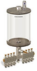 Levelux Clear View Multiple Feed Manual Lubricator, 1/2 gal Acrylic Reservoir, 8 Feeds, 1/8