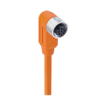 M12 Standard Sensor/Actuator Single-Ended Cordset: Female, angled, 8-pin, A-coded, shielded, orange body, 30 V AC/DC, 2 A; PVC orange cable, 8-wires, 0.25 mm² - RKWTS 8-184 - Belden Inc.