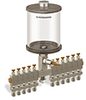 Clear View Multiple Feed Manual Lubricator, 1 qt Acrylic Reservoir, 11 Feeds, 1/4” OD Tube Outlets - B4463-032AB111W - Oil-Rite Corp.
