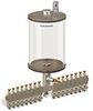 Levelux Clear View Multiple Feed Manual Lubricator, 1/2 gal Acrylic Reservoir, 16 Feeds, 1/8