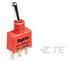 Switch Toggle ON OFF (ON) SPDT Long Baton Toggle PC Pins 20VAC 20VDC 0.4VA PC Mount with Bracket Bulk -- 791-4-1825142-6 - Image