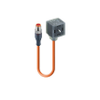 DIN EN 175301-803-A, Cordset, double ended: M12, Male, Straight, 3-Pole, to a, Form A, Female, Angled, 2+2PE, Yellow LED with Varistor: Cable, PUR, orange, 3x0.50 mm² - RST 5-3-VAD 1A-1-3-241 - Belden Inc.