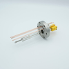 Thermocouple-Power Feedthrough, 2 Pairs Type K, w/ Miniature TC Connectors, 5000 Volts, 30 Amps, 3 Pins, 2.75″ Conflat Flange - A0451-2-CF - MPF Products, INC.