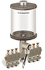 Clear View Multiple Feed Electro Lubricator, 1 qt Pyrex Reservoir, 6 Feeds, 1/8
