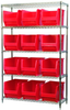 Akro-Mils Akrobin 2000 lb Adjustable Red Chrome Steel Open Adjustable Fixed Shelving System - 12 Bins - 2000 lb Total Capacity - AWS184830282 RED - AWS184830282 RED - R. S. Hughes Company, Inc.