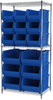 Akro-Mils Akrobin 2000 lb Adjustable Blue Chrome Steel Open Adjustable Fixed Shelving System - 12 Bins, 6 Bins - 2000 lb Total Capacity - AWS24360SAB BLUE - AWS24360SAB BLUE - R. S. Hughes Company, Inc.
