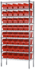 Akro-Mils Shelfmax 2000 lb Adjustable Red Chrome Steel Open Adjustable Fixed Shelving System - 40 Bins - 2000 lb Total Capacity - AWS143630090 RED - AWS143630090 RED - R. S. Hughes Company, Inc.