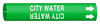 Brady B-915 White on Green Plastic Strap-On Pipe Marker - 3 1/2 in Character Height - Printed Msg = CITY WATER with Right Arrow - 4028-H - 754476-47505 - R. S. Hughes Company, Inc.