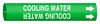 Brady Bradysnap-On B-915 White on Green Plastic Snap-On Pipe Marker - 1 1/4 in Character Height - Printed Msg = COOLING WATER with Right Arrow - 4042-D - 754476-41734 - R. S. Hughes Company, Inc.