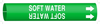 Brady Bradysnap-On B-915 White on Green Plastic Snap-On Pipe Marker - 3/4 in Character Height - Printed Msg = SOFT WATER with Right Arrow - 4125-B - 754476-41387 - R. S. Hughes Company, Inc.