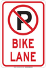 Brady B-401 Polystyrene Rectangle White Stop Signs, Traffic Control Signs & Banners Sign - 12 in Width x 18 in Height - TEXT: BIKE LANE - 129685 - 754473-78755 - R. S. Hughes Company, Inc.