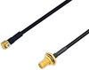 Snap-On MMBX Plug Right Angle to SMA Female Bulkhead Cable 8 Inch Length Using PE-SR405FLJ Coax - PE3C4067-8 - Pasternack