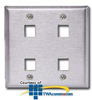 Hubbell 4 Port Double Gang Stainless Steel Faceplate -- SSF204 - Image