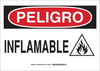 Brady B-302 Polyester Rectangle White Chemical, Biohazard, Hazardous & Flammable Material Sign - 14 in Width x 10 in Height - Laminated - Language Spanish - TEXT: PELIGRO INFLAMABLE - 124958 - 754473-72572 - R. S. Hughes Company, Inc.