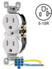 Leviton Duplex Receptacle 15 Amp, 125 Volt, NEMA 5-15R -- T5320 - Image