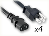 NEMA 5-15P to IEC-60320-C13 x 4 HOME // Power Cords // Specialty Power Cords // Hydra Cords (4-Way Splitter) - 0700.048 - Quail Electronics