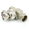 BNC Triax T Adapter Male (Plug)-Female (Jack)-Female(Jack), Nickle Plated Brass Body, High Temp -- SM6724