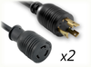 LOCKING NEMA L6-30P to LOCKING NEMA L6-20R x 2 HOME // Power Cords // High Voltage Power Cords // Locking Blade Power Cords - 0734.020 - Quail Electronics