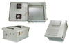 18x16x08 Fiberglass Polyester FRP Weatherproof Outdoor IP24 NEMA 3R Enclosure, Terminal Block Drilled Mount, MECH Thermostat 12 VDC Fan Gray - TEF181608-50F - Transtector Systems, Inc.