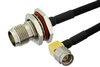 SMA Male Right Angle to TNC Female Bulkhead Semi-Flexible Precision Cable 9 Inch Length Using PE-SR402FLJ Coax, LF Solder, RoHS - PE39498-9 - Pasternack