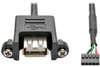 USB 2.0 Panel Mount Cable, 5-Pin Motherboard IDC to USB Type-A (F/F), 3 ft. -- U024-003-5P-PM