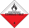 Brady B-120 Fiberglass Reinforced Polyester Square White Truck Placards Sign - 10 3/4 in Width x 10 3/4 in Height - TEXT: SPONTANEOUSLY COMBUSTIBLE 4 - 63426 - 754476-63426 - R. S. Hughes Company, Inc.