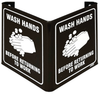 Brady Acrylic V Shape Brown Restroom Sign - 9 in Width x 6 in Height - TEXT: WASH HANDS BEFORE RETURNING TO WORK - V1WH45A -- 754476-50064 - Image