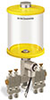 Yellow Color Key, Clear View Multiple Feed Electro Lubricator, 1 qt Pyrex Reservoir, 4 Feeds, 1/4” OD Tube Outlets, 120V/60Hz - B5162-032PB0412061YW - Oil-Rite Corp.