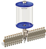 Blue Color Key, Clear View Multiple Feed Electro Lubricator, 1/2 gal Pyrex Reservoir, 18 Feeds, 1/4” OD Tube Outlets, 120V/60Hz - B5162-064PB1812061BW - Oil-Rite Corp.