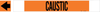 Brady B-681, B-883 Black on Orange Polyester Strap-On Pipe Marker - 3 1/2 in Character Height - Printed Msg = CAUSTIC with Left Arrow - 5806-HPHV - 754473-66955 - R. S. Hughes Company, Inc.