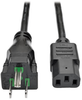 Hospital-Grade Power Cord, NEMA 5-15P to C13 - Green Dot, 10A, 125V, 18 AWG, 8 ft. Coiled Cord, Black -- P006-C08-HG10 - Image