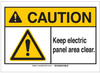 Brady B-401 Plastic Rectangle White Keep Clean Reminder Sign - 14 in Width x 10 in Height - TEXT: CAUTION Keep Electric Panel Area Clear - 144429 -- 754473-98334 - Image