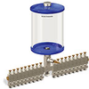 Blue Color Key, Clear View Multiple Feed Manual Lubricator, 1/2 gal Pyrex Reservoir, 18 Feeds, 1/8