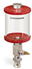 Red Color Key, Clear View Single Feed Manual Lubricator, 1 pt Pyrex Reservoir, 1/8” Female NPT Outlet, 5/8”-18 Thread for Remote Mounting - B5161-016PBRRW - Oil-Rite Corp.