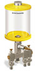 Yellow Color Key, Clear View Multiple Feed Manual Lubricator, 1 qt Acrylic Reservoir, 3 Feeds, 1/4” OD Tube Outlets - B5163-032AB031YW - Oil-Rite Corp.