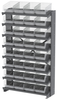 Akro-Mils APRS 400 lb Clear Gray Powder Coated Steel 16 ga Single Sided Fixed Rack - 36 3/4 in Overall Length - 32 Bins - Bins Included - APRS080SC -- APRS080SC - Image