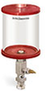 Red Color Key, Clear View Single Feed Manual Lubricator, 1 qt Pyrex Reservoir, 1/8” Female NPT Outlet, 5/8”-18 Thread for Remote Mounting - B5161-032PBRRW - Oil-Rite Corp.