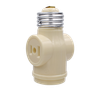 Plastic Keyless Socket Adapter with Polarized Single-to-Twin Outlets, Medium Base Ivory - 6502 - Suzhou Ele Mfg Co., Ltd.