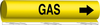 Brady B-689 Black on Yellow Polyester Wrap-Around Pipe Marker - 8 in Width - 1/2 in Character Height - 5 in Length - Printed Msg = GAS with Right Arrow - 5698-O - 754476-56462 - R. S. Hughes Company, Inc.